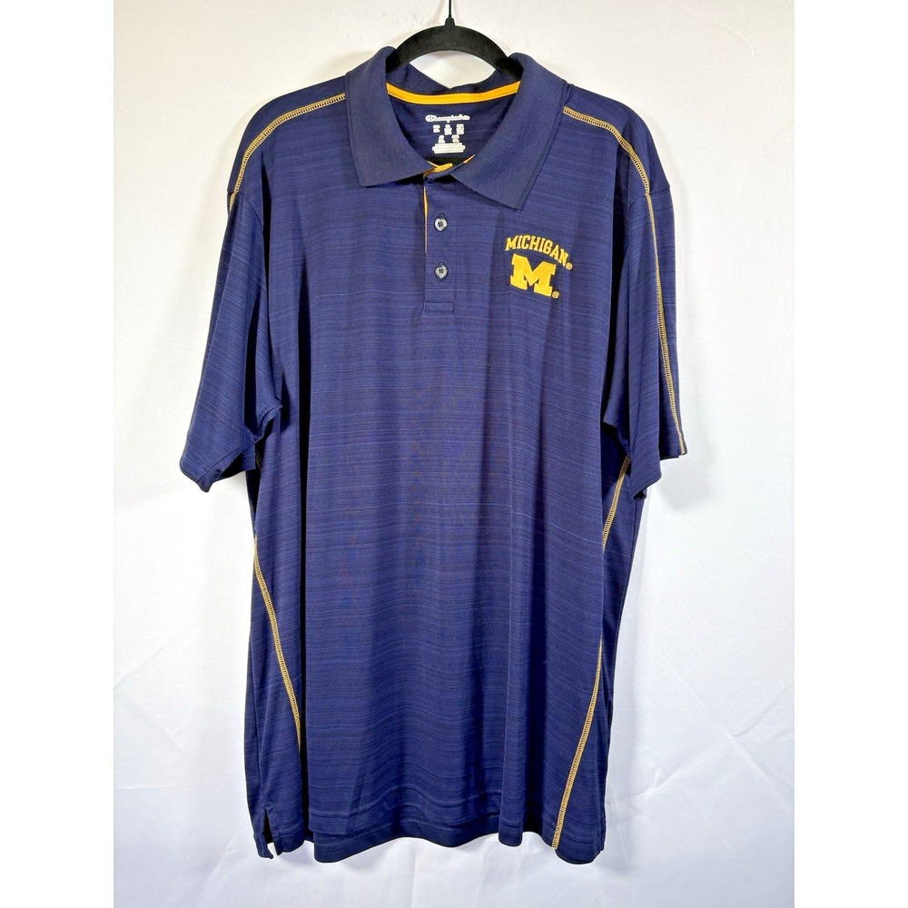 Champion polo shirt size 2XL michigan wolverines golf 1/4 button ncaa